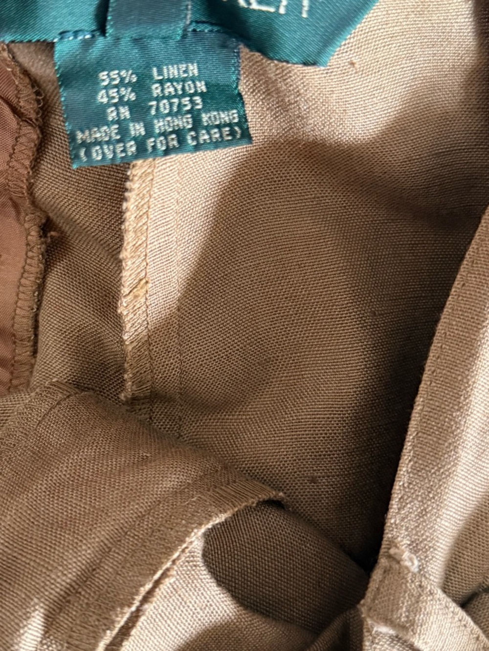 Vintage beige linen pants with a straight cut design and front folds size 8 - Picture 3 of 3
